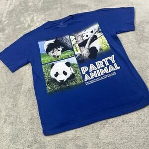 The Mountain‎ S Panda Party Animal Blue 100% Cotton Short Sleeve T Shirt